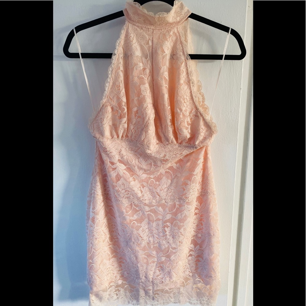 Blush Pink Lace Mini Dress